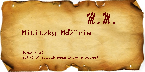 Mititzky Mária névjegykártya